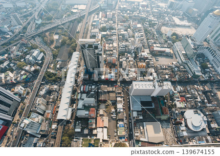 Bangkok city with crowded building and traffic on the road Bangkok city with crowded building and traffic on the road 139674155