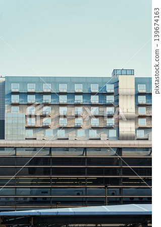 Modern building and bullet train in urban Modern building and bullet train in urban 139674163