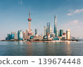 Shanghai skyline with Oriental Pearl Tower and iconic financial skyscraper in Lujiazui business center 139674448