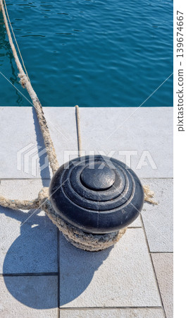 Mooring Bollard with Rope 139674667