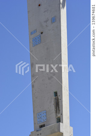 Concrete Construction Pillar with Mounting Plates Concrete Construction Pillar with Mounting Plates 139674681