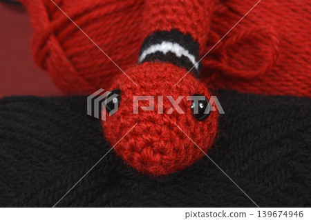 Crocheted Snake Head on Balls of Yarn Crocheted Snake Head on Balls of Yarn 139674946