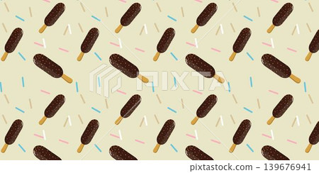 Cute Popsicle Pattern Summer Dessert Background 139676941