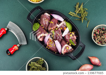 Organic turkey hearts with onion and herbs ready to cook Organic turkey hearts with onion and herbs ready to cook 139677085