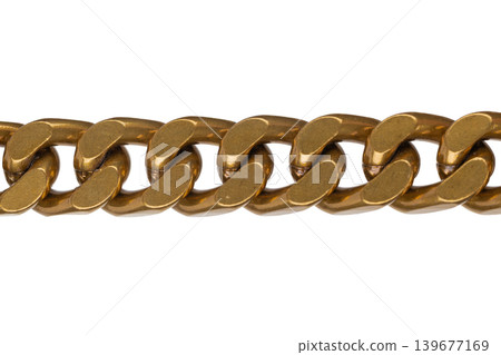 Heavy Brass Metal Chain Links Horizontal View 139677169