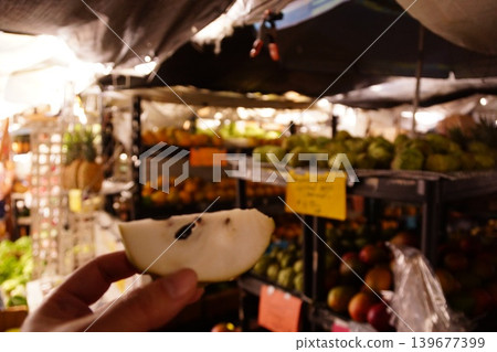 A bustling morning farmers market in Hawaii A bustling morning farmers market in Hawaii 139677399