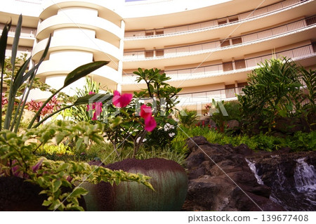 Exterior view of a large resort hotel in Waikoloa, Hawaii Island Exterior view of a large resort hotel in Waikoloa, Hawaii Island 139677408