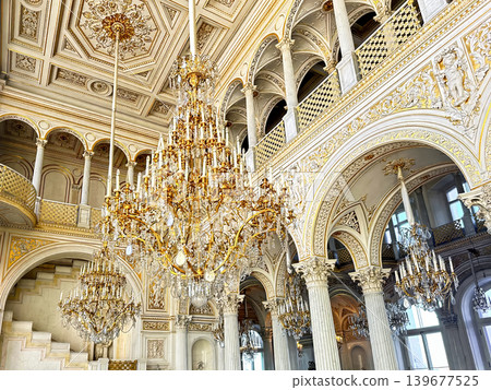The luxurious interiors of the Pavilion Hall at the Hermitage Museum in St. Petersburg, Russia. The luxurious interiors of the Pavilion Hall at the Hermitage Museum in St. Petersburg, Russia. 139677525