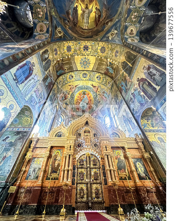 The luxurious interiors of the Church of the Savior on Spilled Blood, St. Petersburg, Russia The luxurious interiors of the Church of the Savior on Spilled Blood, St. Petersburg, Russia 139677556