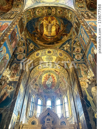 The luxurious interiors of the Church of the Savior on Spilled Blood, St. Petersburg, Russia The luxurious interiors of the Church of the Savior on Spilled Blood, St. Petersburg, Russia 139677568