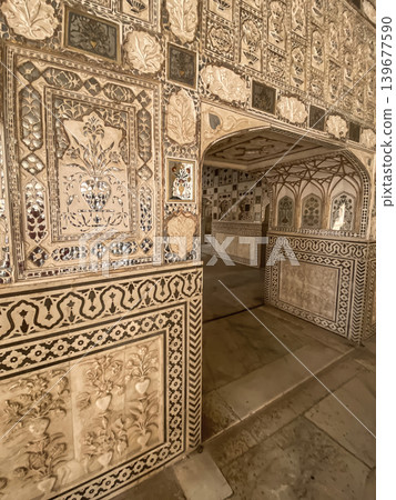 The famous Amber Fort, the fortified residence of Raja Man Singh I in the northern suburbs of Jaipur, India 139677590