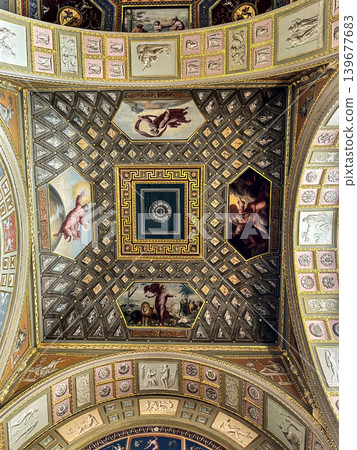 The luxurious interiors of the Raphael Loggia in the Hermitage Museum in St. Petersburg, Russia. The luxurious interiors of the Raphael Loggia in the Hermitage Museum in St. Petersburg, Russia. 139677683