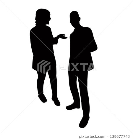 a couple making chat, silhouette vector a couple making chat, silhouette vector 139677743