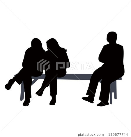 three people making chat, silhouette vector 139677744