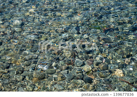 Clear water ripples over smooth rocks Clear water ripples over smooth rocks 139677836