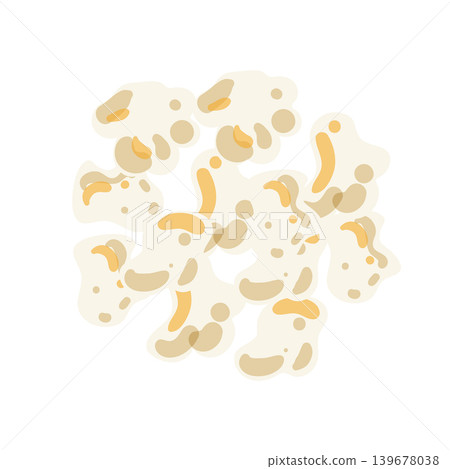 Cartoon vector illustration of popcorn pieces isolated on a white background for snack and cinema food design. Cartoon vector illustration of popcorn pieces isolated on a white background for snack and cinema food design. 139678038