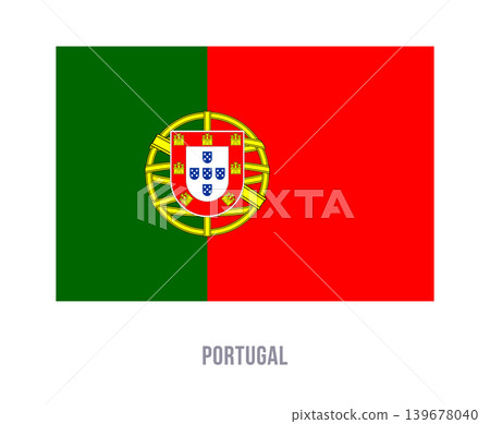 Flat vector illustration of the Portugal national flag isolated on a white background for country symbol design. Flat vector illustration of the Portugal national flag isolated on a white background for country symbol design. 139678040