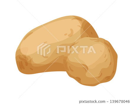 Cartoon vector illustration of potatoes isolated on a white background for vegetable and cooking design. Cartoon vector illustration of potatoes isolated on a white background for vegetable and cooking design. 139678046