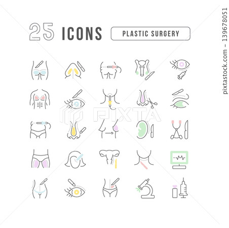 Set of linear icons of Plastic Surgery Set of linear icons of Plastic Surgery 139678051