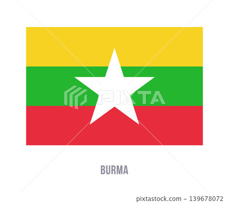 Flat vector illustration of the national flag of Myanmar isolated on a white background for country symbol design. Flat vector illustration of the national flag of Myanmar isolated on a white background for country symbol design. 139678072