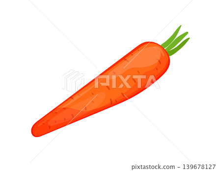 Cartoon vector illustration of a fresh orange carrot vegetable isolated on a white background for food design. Cartoon vector illustration of a fresh orange carrot vegetable isolated on a white background for food design. 139678127