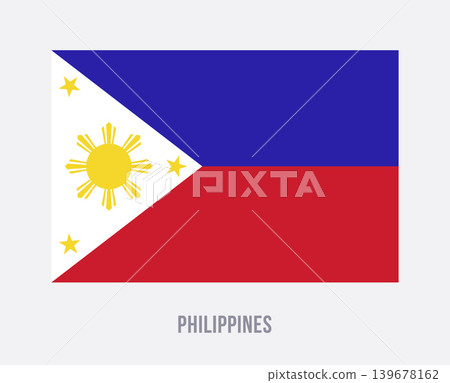 Flat vector illustration of the Philippines national flag isolated on a white background for geography and travel design. Flat vector illustration of the Philippines national flag isolated on a white background for geography and travel design. 139678162