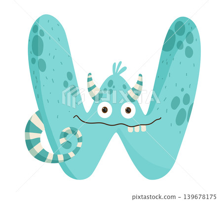 Light Blue Monster Letter W Light Blue Monster Letter W 139678175