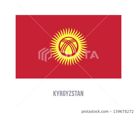 Flat vector illustration of the Kyrgyzstan national flag isolated on a white background for geography and travel design. 139678272
