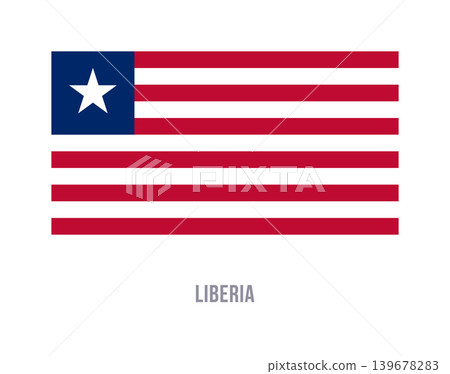 Flat vector illustration of the national flag of Liberia isolated on a white background for country symbol design. Flat vector illustration of the national flag of Liberia isolated on a white background for country symbol design. 139678283