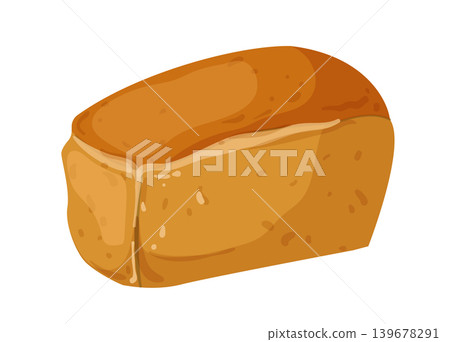Cartoon vector illustration of a golden bread loaf isolated on a white background for bakery food design. Cartoon vector illustration of a golden bread loaf isolated on a white background for bakery food design. 139678291