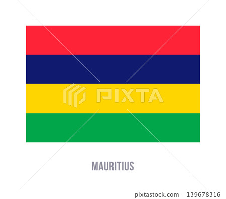 Flat vector illustration of the Mauritius national flag isolated on a white background for geography and travel design. 139678316