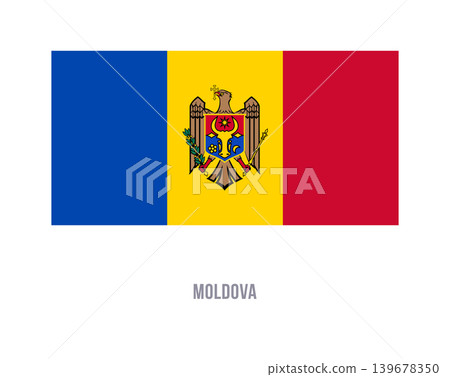 Flat vector illustration of the Moldova national flag isolated on a white background for country symbol design. Flat vector illustration of the Moldova national flag isolated on a white background for country symbol design. 139678350