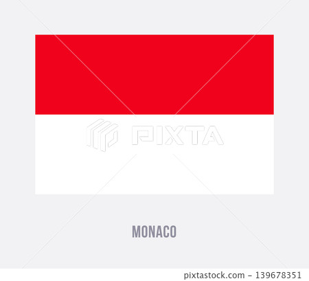 Flat vector illustration of the Monaco national flag with red and white horizontal stripes for country symbol design. 139678351