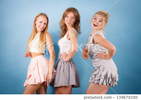 Positive female friends having fun Positive female friends having fun 139678380