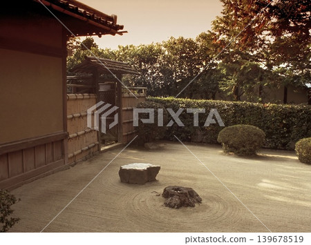 japanese temple with sunrise 139678519