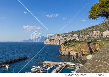 Sorrento coastline with Mount Vesuvius in Italy Sorrento coastline with Mount Vesuvius in Italy 139678520