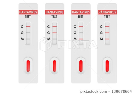 Hantavirus rapid test result cassettes. 3D rendering Hantavirus rapid test result cassettes. 3D rendering 139678664