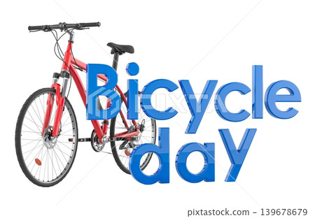 Bicycle Day concept. 3D rendering Bicycle Day concept. 3D rendering 139678679