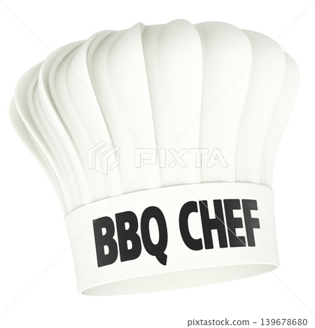 Chef hat with BBQ chef, 3d rendering Chef hat with BBQ chef, 3d rendering 139678680