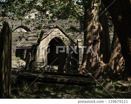 Saint Thomas a Becket Abbey Church ruins entrance in Yorkshire 139679121