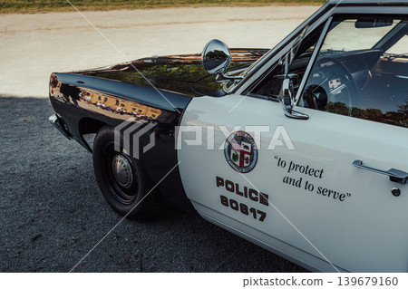 Berlin, Germany - May 2, 2026: Door Detail of Classic Police Car Berlin, Germany - May 2, 2026: Door Detail of Classic Police Car 139679160