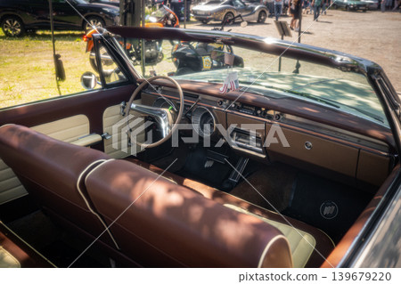 Berlin, Germany - May 2, 2026: Vintage Convertible Dashboard and Interior Berlin, Germany - May 2, 2026: Vintage Convertible Dashboard and Interior 139679220
