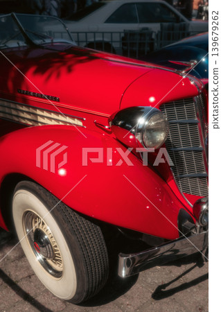 Berlin, Germany - May 2, 2026: Red Vintage Roadster Detail Berlin, Germany - May 2, 2026: Red Vintage Roadster Detail 139679262
