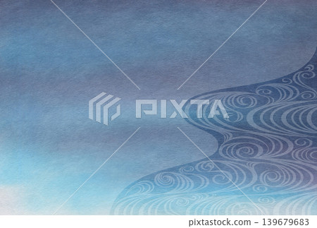 Traditional Japanese woodblock print-style washi paper art depicting the flow of a river. Traditional Japanese woodblock print-style washi paper art depicting the flow of a river. 139679683