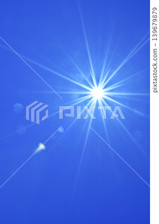 Blue sky and sun, massive UV radiation, free space image 139679879