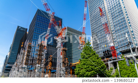 Urban landscape with a large construction site 139680127