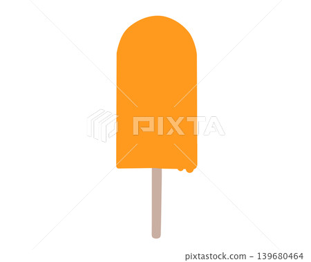 An illustration of an orange-flavored ice pop, in a hand-drawn style, without line art. An illustration of an orange-flavored ice pop, in a hand-drawn style, without line art. 139680464