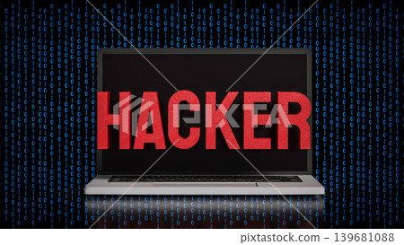 Cyber Security Hacker Warning On Laptop 3d render. Cyber Security Hacker Warning On Laptop 3d render. 139681088
