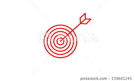 Red Target With Arrow Hitting Bullseye Icon Representing Goal, Success, Focus, And Precision Red Target With Arrow Hitting Bullseye Icon Representing Goal, Success, Focus, And Precision 139681245