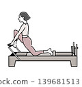 Bob's woman stretches her legs using a Pilates machine. 139681513